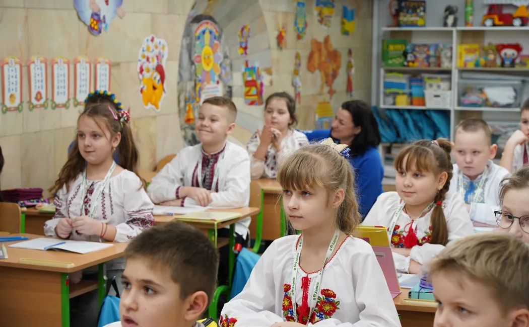 Ukraine. Children in Kharkiv attend school underground to stay safe