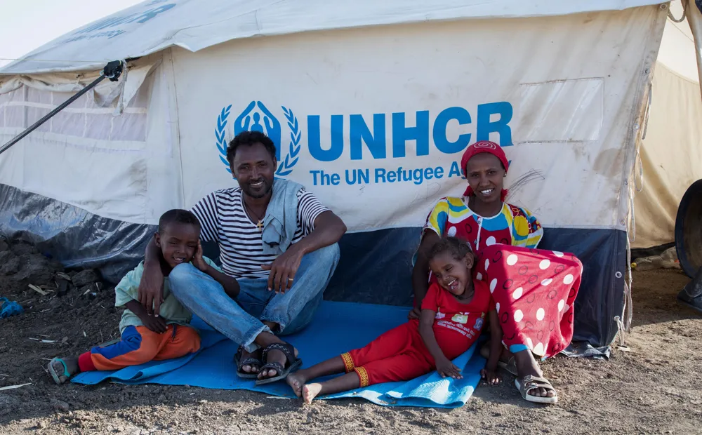 A UNHCR family tent shelter